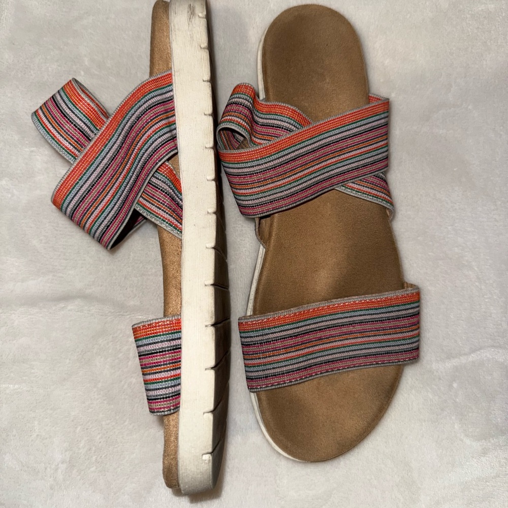 Colorful Striped Sandals with White Soles